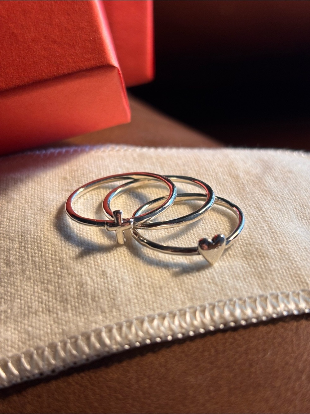 (Retiring) James Avery Silver Faith and Love Stacking Ring Set